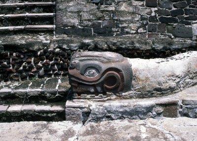 Snake on Templo Mayor, Late Post Classic period by Aztec